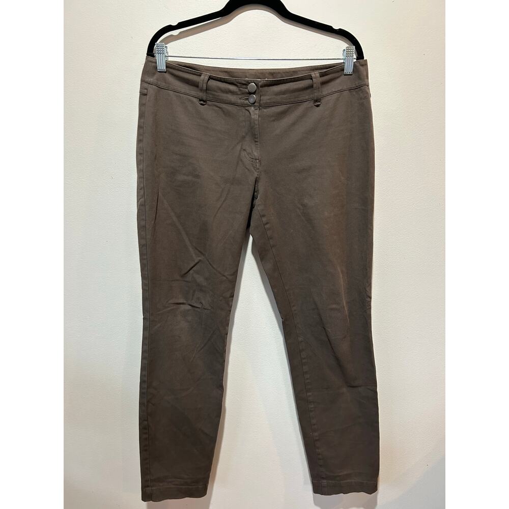 Eileen Fisher brown casual pants womens 10 straight cotton blend neutral